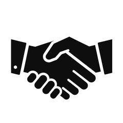 Fototapeta premium Vector handshake icon, black silhouette, for business agreements