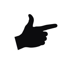 Minimalist black vector hand pointing right, for websites and apps