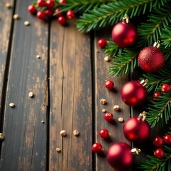 Rustic wood planks, Christmas ornaments, pine cones, berries , natural, pine cones, backdrop