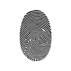 Fingerprint vector icon, black and white, minimal design for identity, security, and authentication applications