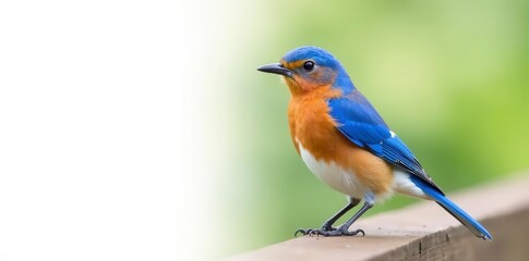 Vibrant bluebird, perched, side profile, isolated on white, pretty, bluebird illustration
