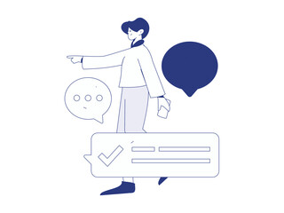 Communicate with consultants flat vector character concept operation hand drawn illustration 