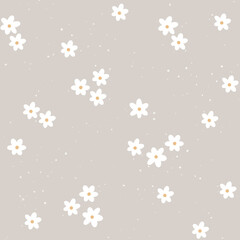 Minimalistic seamless pattern design. Daisy print for kids clothes. Soft camomile