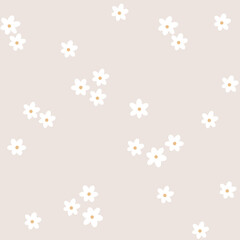 Minimalistic seamless pattern design. Daisy print for kids clothes. Soft camomile