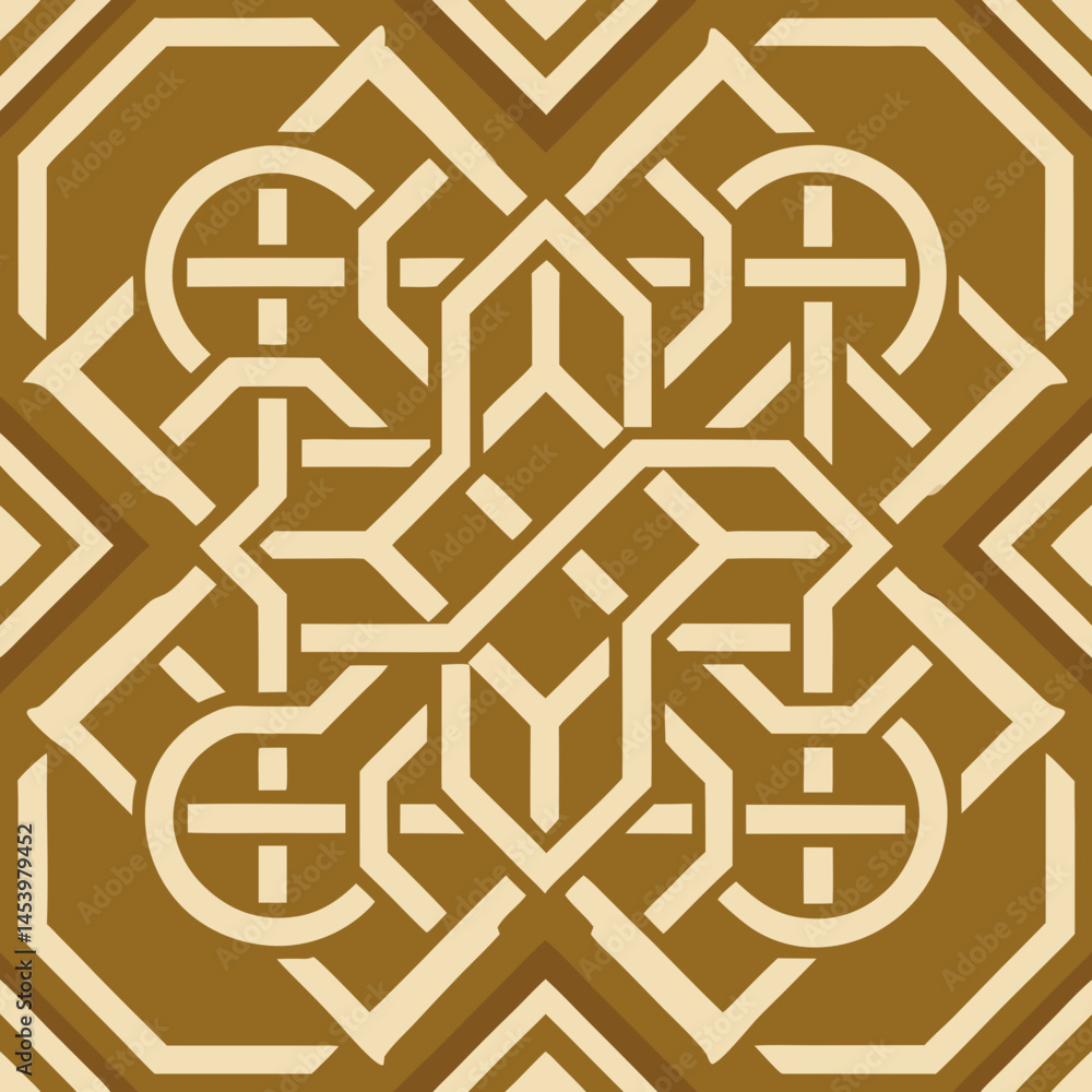 Poster intricate latticework seamless vector pattern in geometric style and colors