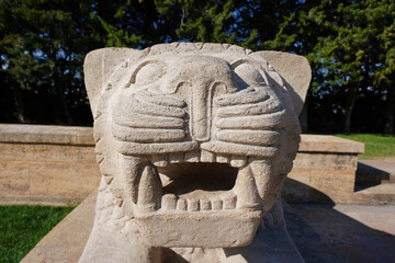 Lion sculpture located at the Road of Lions in Anitkabir, Ankara, Turkiye