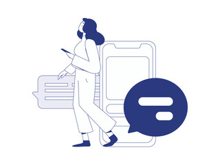 Communicate with consultants flat vector character concept operation hand drawn illustration
