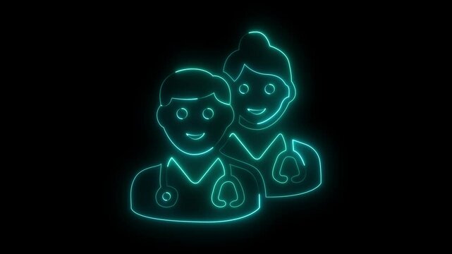 Glowing Neon Communication Icon Animation on Black Background, HD Motion Graphic Representing Connection, oparason icon.