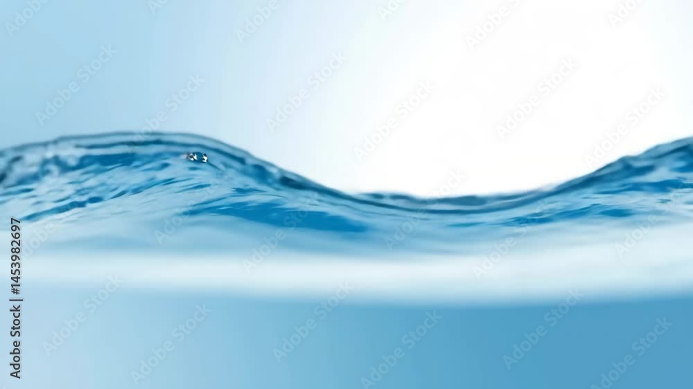 Poster clear water surface with gentle wave and blue liquid background symbolizing purity freshness calm an