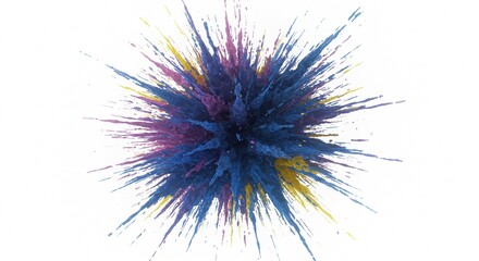 Obraz premium Abstract Colorful Paint Explosion Dynamic Blue Purple Yellow Splashes on White Background