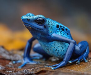 Obraz premium Dendrobates tinctorius, the blue frog of the marshlands. Wildlife