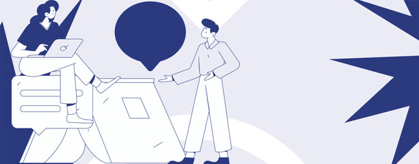 Communicate with consultants flat vector character concept operation hand drawn illustration
