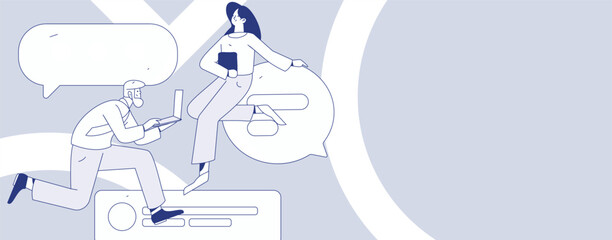 Communicate with consultants flat vector character concept operation hand drawn illustration
