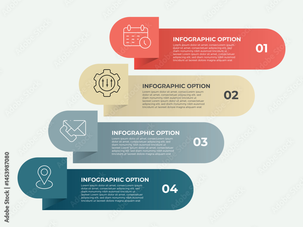 Poster 4 steps infographic business data visualization timeline process infograph template design with icon