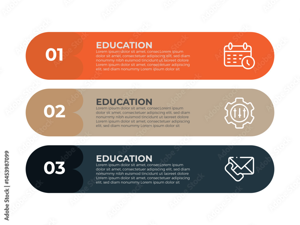 Poster 3 steps business data visualization timeline process infographic template design with icons. busines
