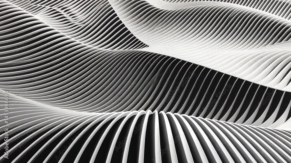 Aufkleber mesmerizing abstract pattern of black and white waves, showcasing smooth curves and lines that evoke