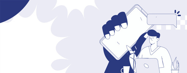 Communicate with consultants flat vector character concept operation hand drawn illustration

