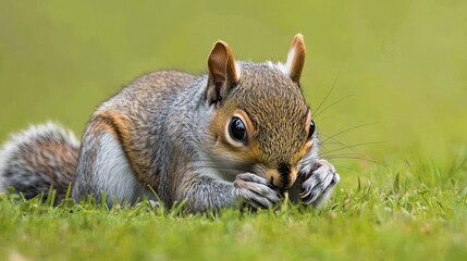 Obraz premium Curious squirrel scratching nose under oak tree