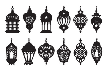 Islamic Lantern Silhouettes – Arabic Vector Ornament Set
