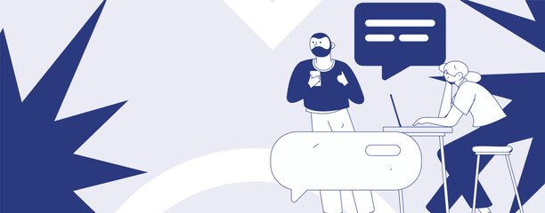 Communicate with consultants flat vector character concept operation hand drawn illustration
