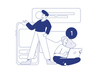 Communicate with consultants flat vector character concept operation hand drawn illustration
