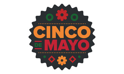 Cinco de Mayo in Mexico. Traditional mexican fiesta in May. National happy holiday with carnival, festival and parade. Latin american and spanish pattern. Illustration with sombrero. Vector poster