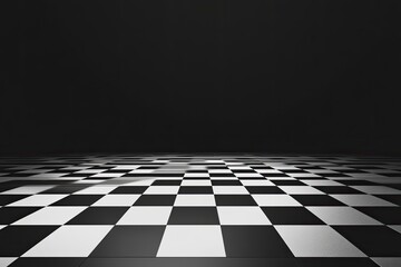 Checkered floor in dark room