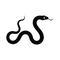 Minimalist Snake Silhouette – Curved Serpent Illustration in Black and White Style