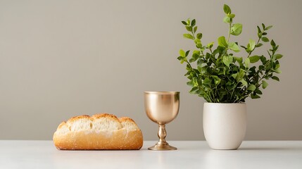 Golden Chalice Rustic Bread Loaf on Wooden Table