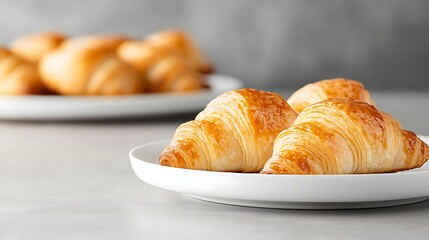 Golden Flaky Croissants on Rustic Table Setting