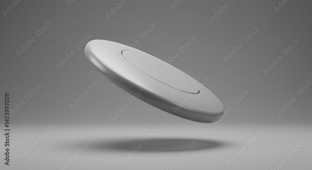 Aufkleber a minimalist 3d render of a sleek, grey disc floating in a studio setting, showing clean lines and s