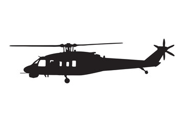 Silhouette of Military Helicopter Side View