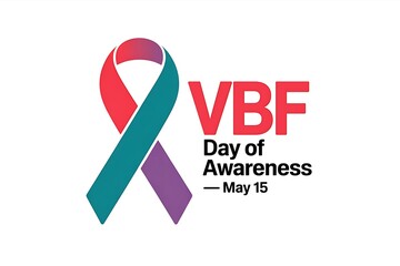 VBF Day of Awareness May 15th a vibrant awareness ribbon graphic design in red teal and purple against a white