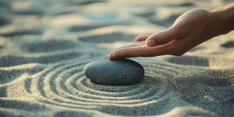 Hand extended toward pulsating stone, sand parting in rings from their silent connection.