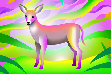 Obraz premium Graceful Animal in a Colorful Abstract Landscape