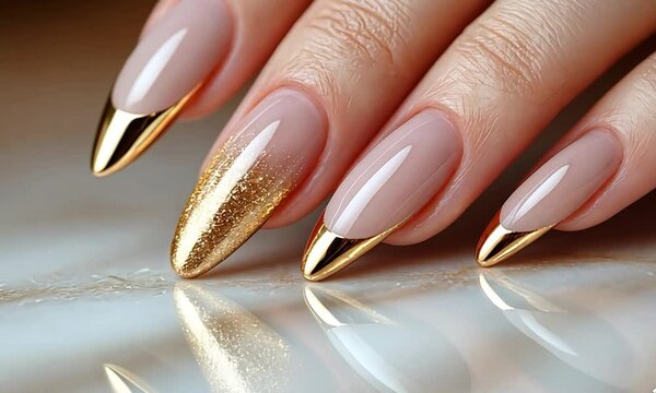 Golden french manicure tutorial for trendy nail designs