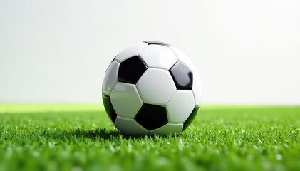 Fototapeta premium Perfectly centered football against pure white backdrop , field, background, simple