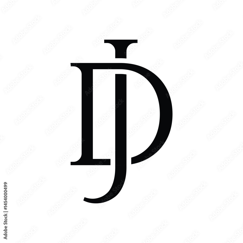 Fototapete this is a flat monogram logo design of an initial letter jd in serif font that looks classic on a bl