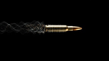 Realistic slow-motion depiction of a bullet wave with cinematic lighting against a black background