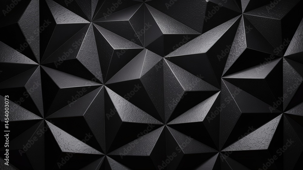 Poster abstract black geometric pattern with textured surfaces and shar