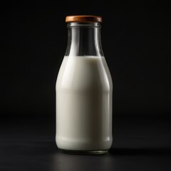 Fresh milk in glass bottle dairy product healthy drink nutrition beverage food photography