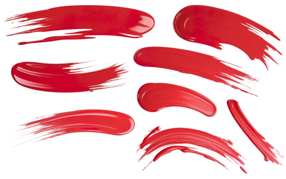 red paint stroke smear on transparent background