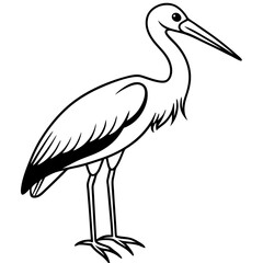 Minimal Painted Stork Vector on White