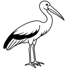 Minimal Painted Stork Vector on White