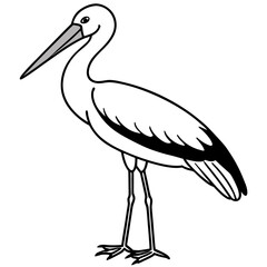 Minimal Painted Stork Vector on White