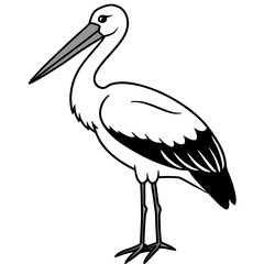Minimal Painted Stork Vector on White