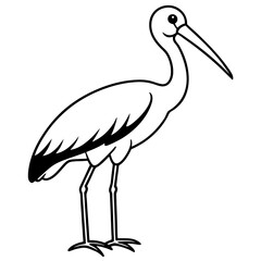 Minimal Painted Stork Vector on White