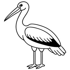 Minimal Painted Stork Vector on White
