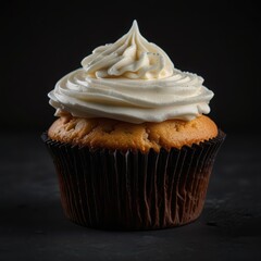 Delicious vanilla cupcake with white frosting dessert bakery sweet treat confectionery item