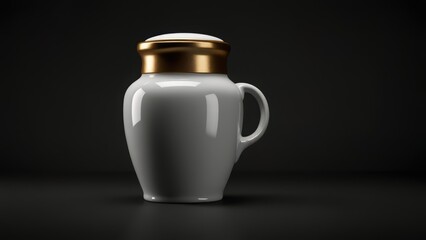 Ceramic jar with gold lid modern design elegant container home decor kitchen accessory object